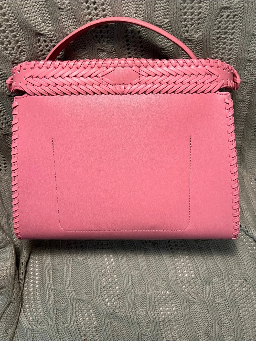 New pink bag with strap and matching wallet.